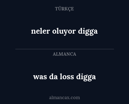 neler oluyor digga - was da loss digga