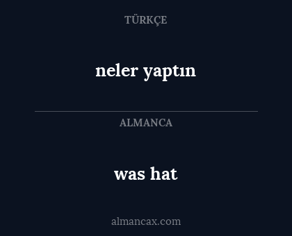neler yaptın - was hat