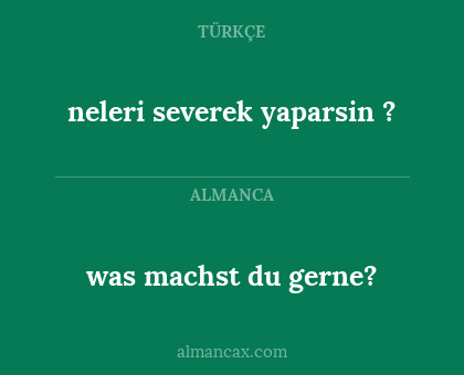 neleri severek yaparsin ? - was machst du gerne?