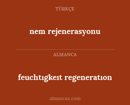 nem rejenerasyonu - feuchtıgkeıt regeneratıon