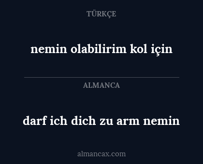 darf ich dich zu arm nemin - nemin olabilirim kol için
