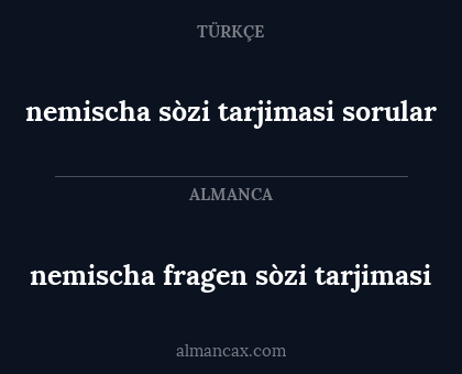 nemischa sòzi tarjimasi sorular - nemischa fragen sòzi tarjimasi