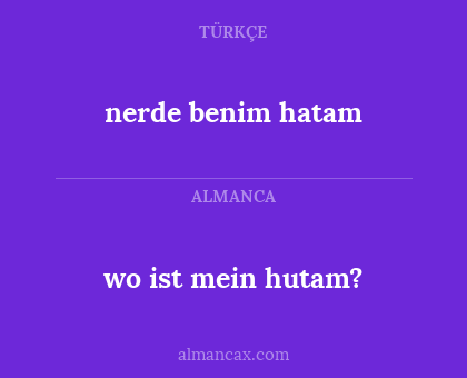 nerde benim hatam - wo ist mein hutam?
