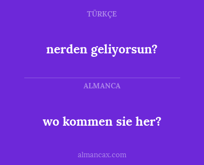 nerden geliyorsun? - wo kommen sie her?