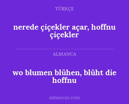 nerede çiçekler açar, hoffnu çiçekler - wo blumen blühen, blüht die hoffnu