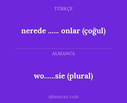 nerede ...... onlar (çoğul) - wo......sie (plural)