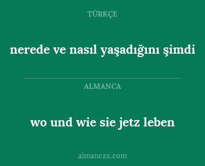 nerede ve nasıl yaşadığını şimdi - wo und wie sie jetz leben