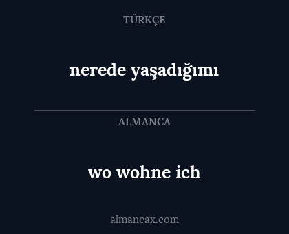 wo wohne ich - nerede yaşadığımı