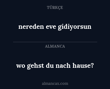 nereden eve gidiyorsun - wo gehst du nach hause?