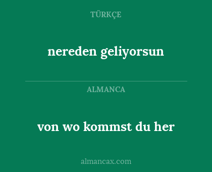 nereden geliyorsun - von wo kommst du her