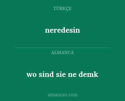 neredesin - wo sind sie ne demk