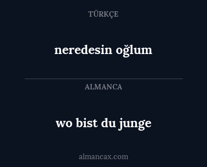 neredesin oğlum - wo bist du junge