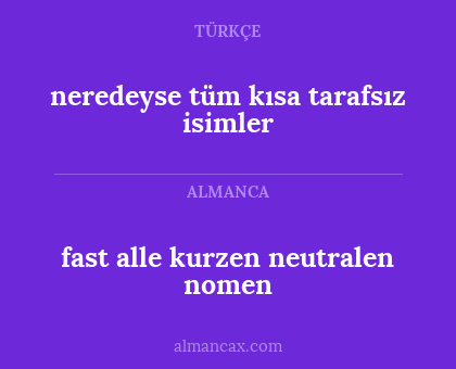 fast alle kurzen neutralen nomen - neredeyse tüm kısa tarafsız isimler