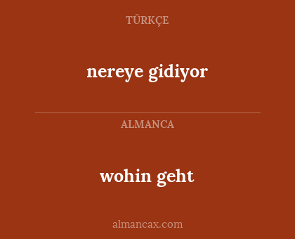 wohin geht - nereye gidiyor