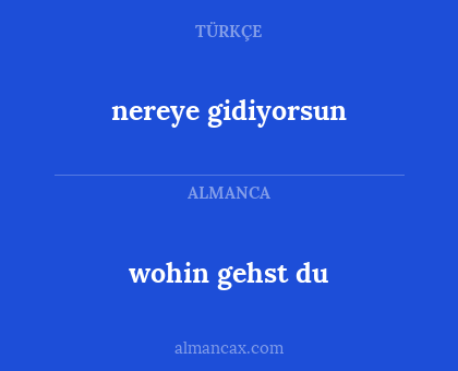 wohin gehst du - nereye gidiyorsun