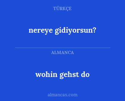 nereye gidiyorsun? - wohin gehst do