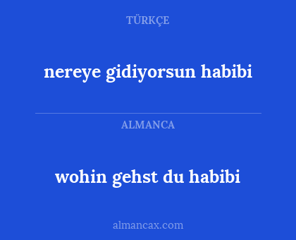 nereye gidiyorsun habibi - wohin gehst du habibi