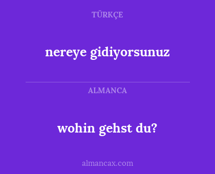 wohin gehst du? - nereye gidiyorsunuz