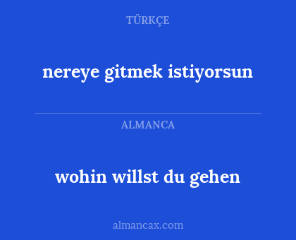 nereye gitmek istiyorsun - wohin willst du gehen