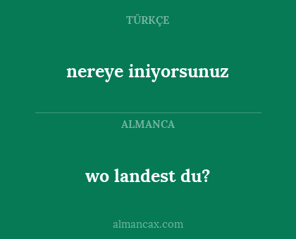 wo landest du? - nereye iniyorsunuz