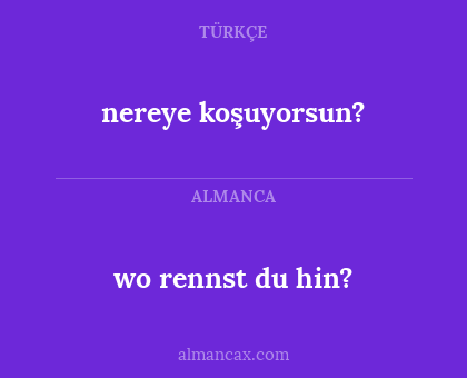 nereye koşuyorsun? - wo rennst du hin?