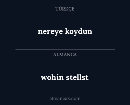 nereye koydun - wohin stellst