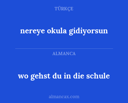 nereye okula gidiyorsun - wo gehst du in die schule