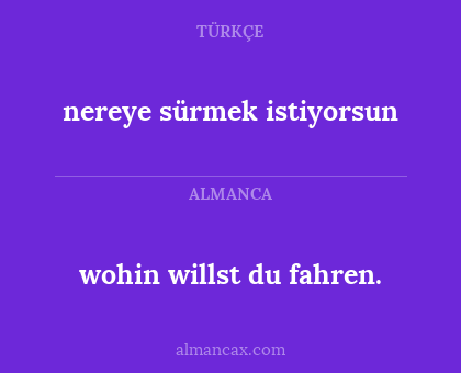 nereye sürmek istiyorsun - wohin willst du fahren.