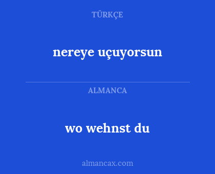 nereye uçuyorsun - wo wehnst du