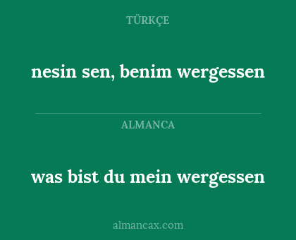 nesin sen, benim wergessen - was bist du mein wergessen