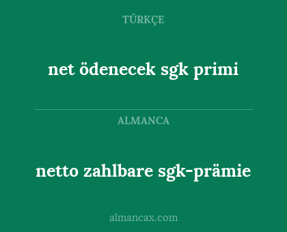 netto zahlbare sgk-prämie - net ödenecek sgk primi