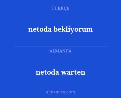 netoda warten - netoda bekliyorum