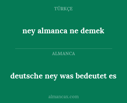 ney almanca ne demek - deutsche ney was bedeutet es