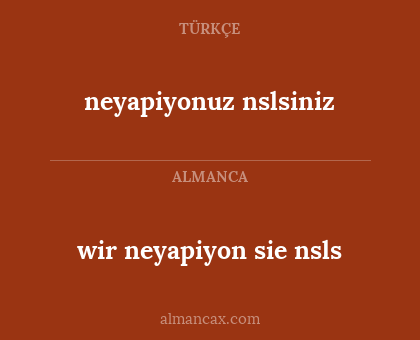 wir neyapiyon sie nsls - neyapiyonuz nslsiniz