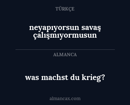 neyapıyorsun savaş çalışmıyormusun - was machst du krieg?