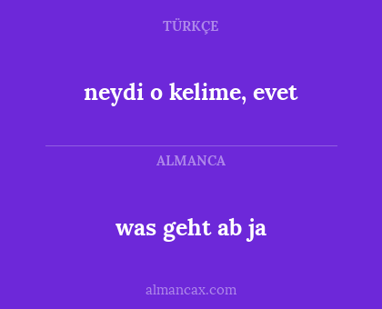 was geht ab ja - neydi o kelime, evet