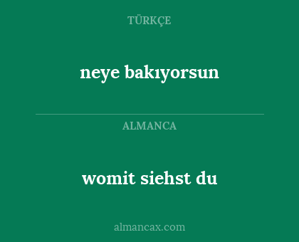 womit siehst du - neye bakıyorsun