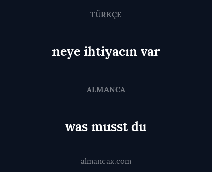 neye ihtiyacın var - was musst du