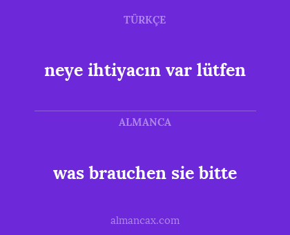 neye ihtiyacın var lütfen - was brauchen sie bitte
