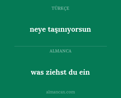 was ziehst du ein - neye taşınıyorsun