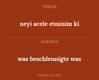was beschleunigte was - neyi acele etmisim ki