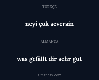 neyi çok seversin - was gefällt dir sehr gut