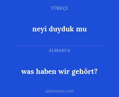 neyi duyduk mu - was haben wir gehört?