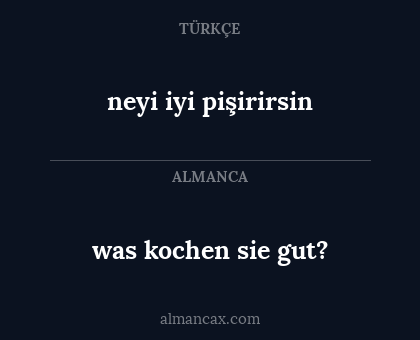 was kochen sie gut? - neyi iyi pişirirsin