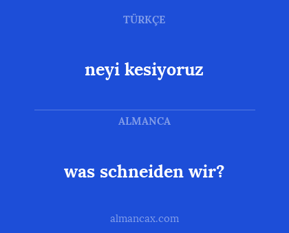 was schneiden wir? - neyi kesiyoruz