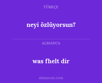 was fhelt dir - neyi özlüyorsun?