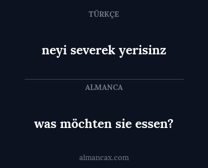 neyi severek yerisinz - was möchten sie essen?