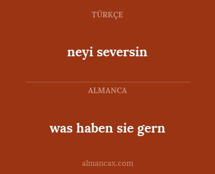 neyi seversin - was haben sie gern