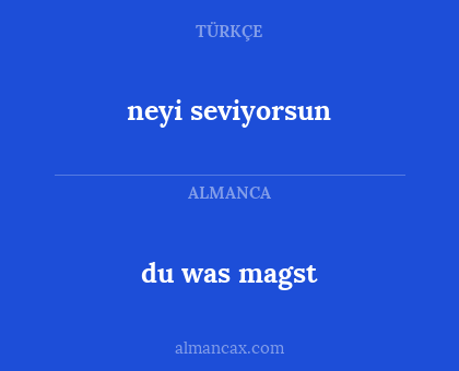 du was magst - neyi seviyorsun