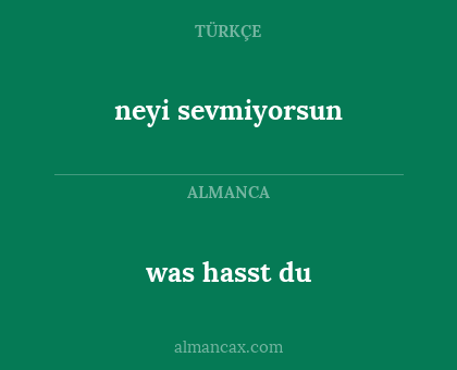 was hasst du - neyi sevmiyorsun